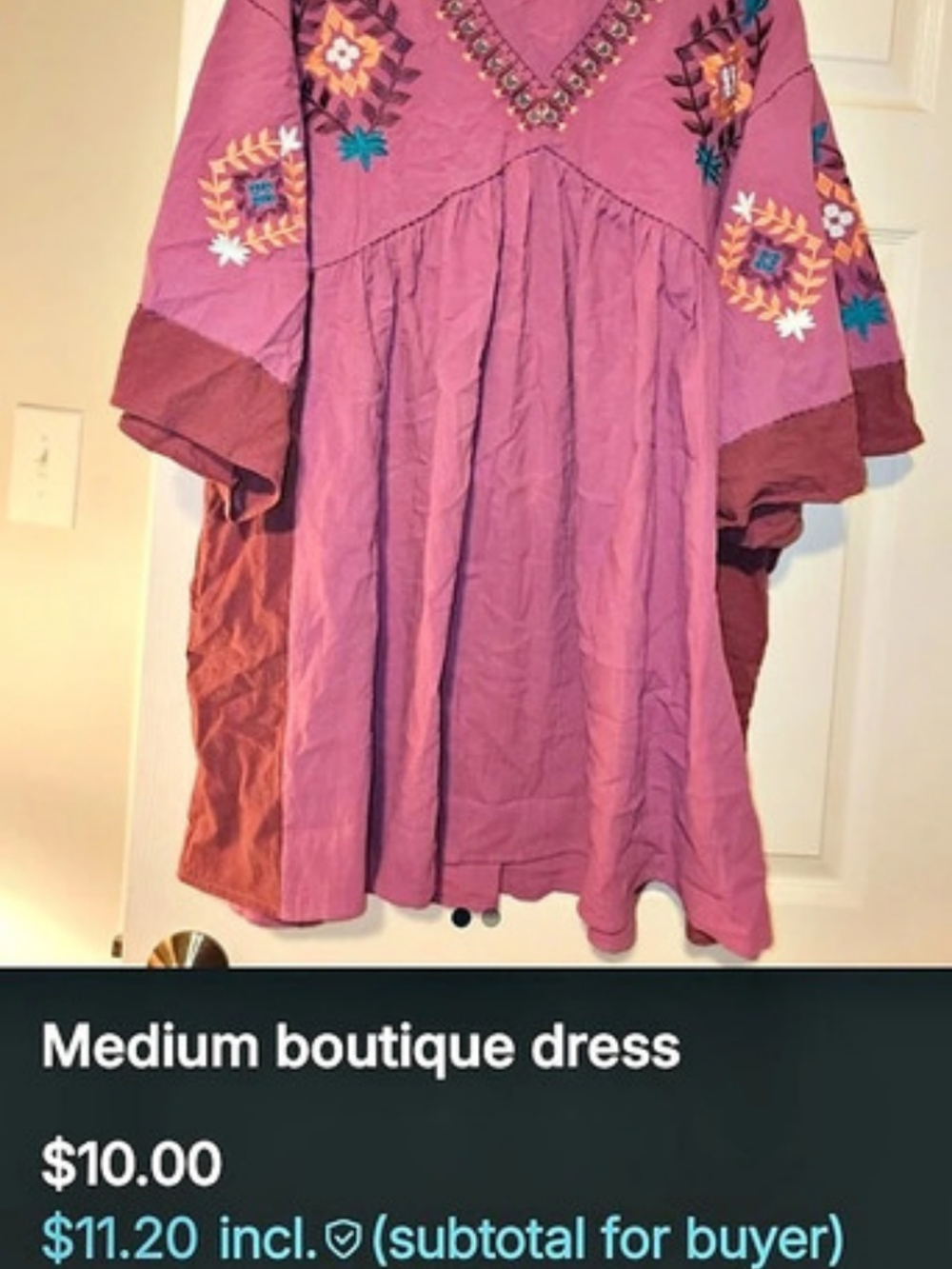 Easel Embroidered Midi Dress in Purple Size Medium
